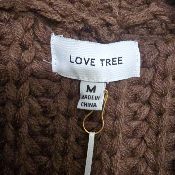 Love Tree Brown Chunky Knit Button Vest with Gold Buttons - Picture 3 of 3